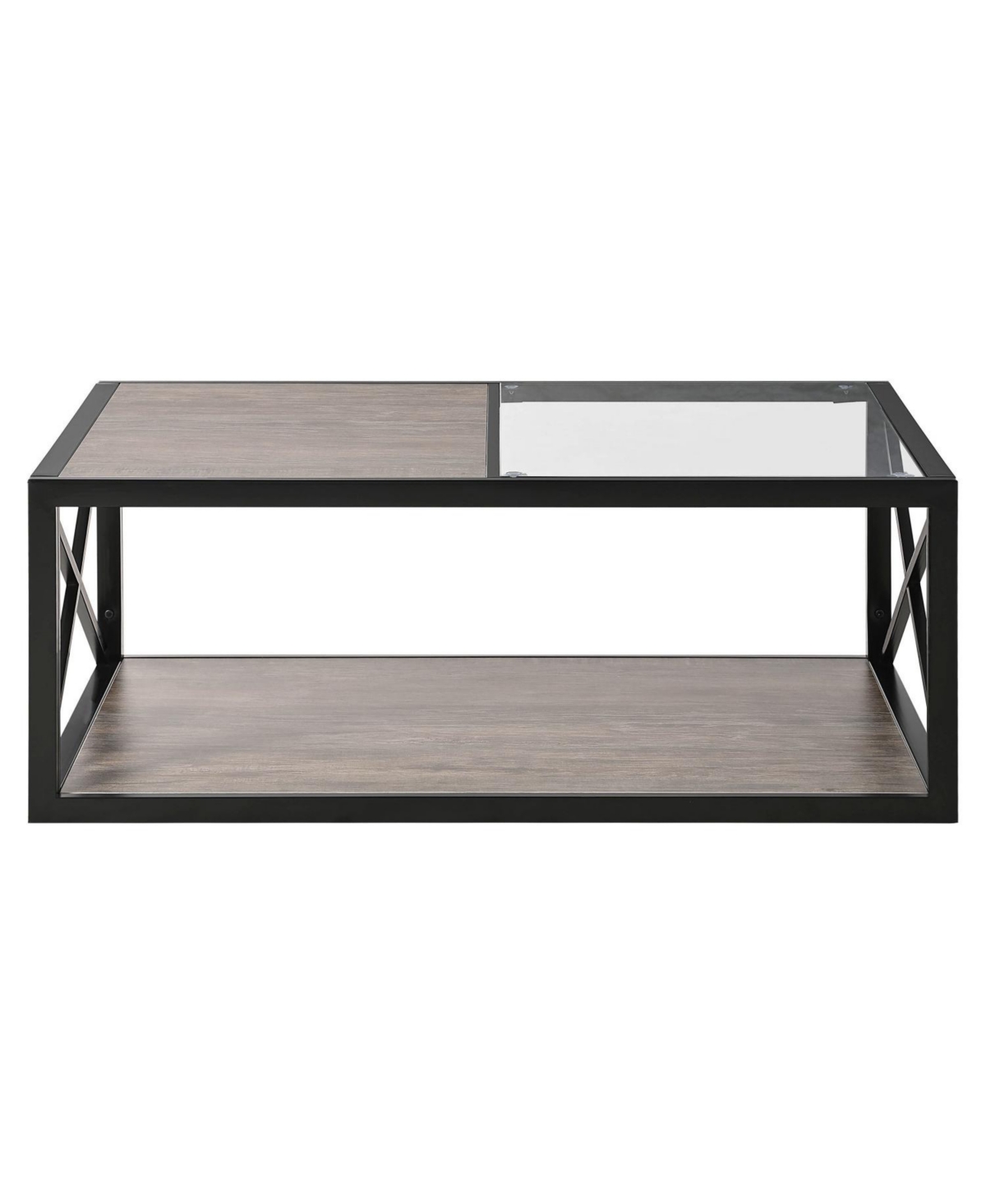 Streamdale Furniture Industrial Glass & Wood Coffee Table