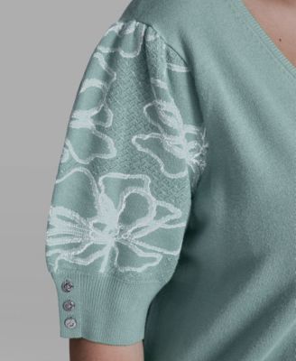 Plus Size Floral Printed Sleeve Sweater