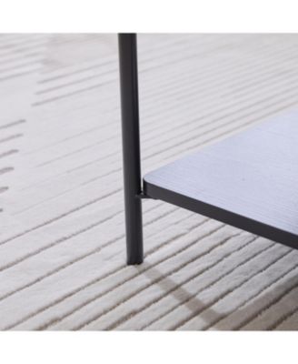 Upholstered Ottoman Coffee Table with Storage Shelf - Brown