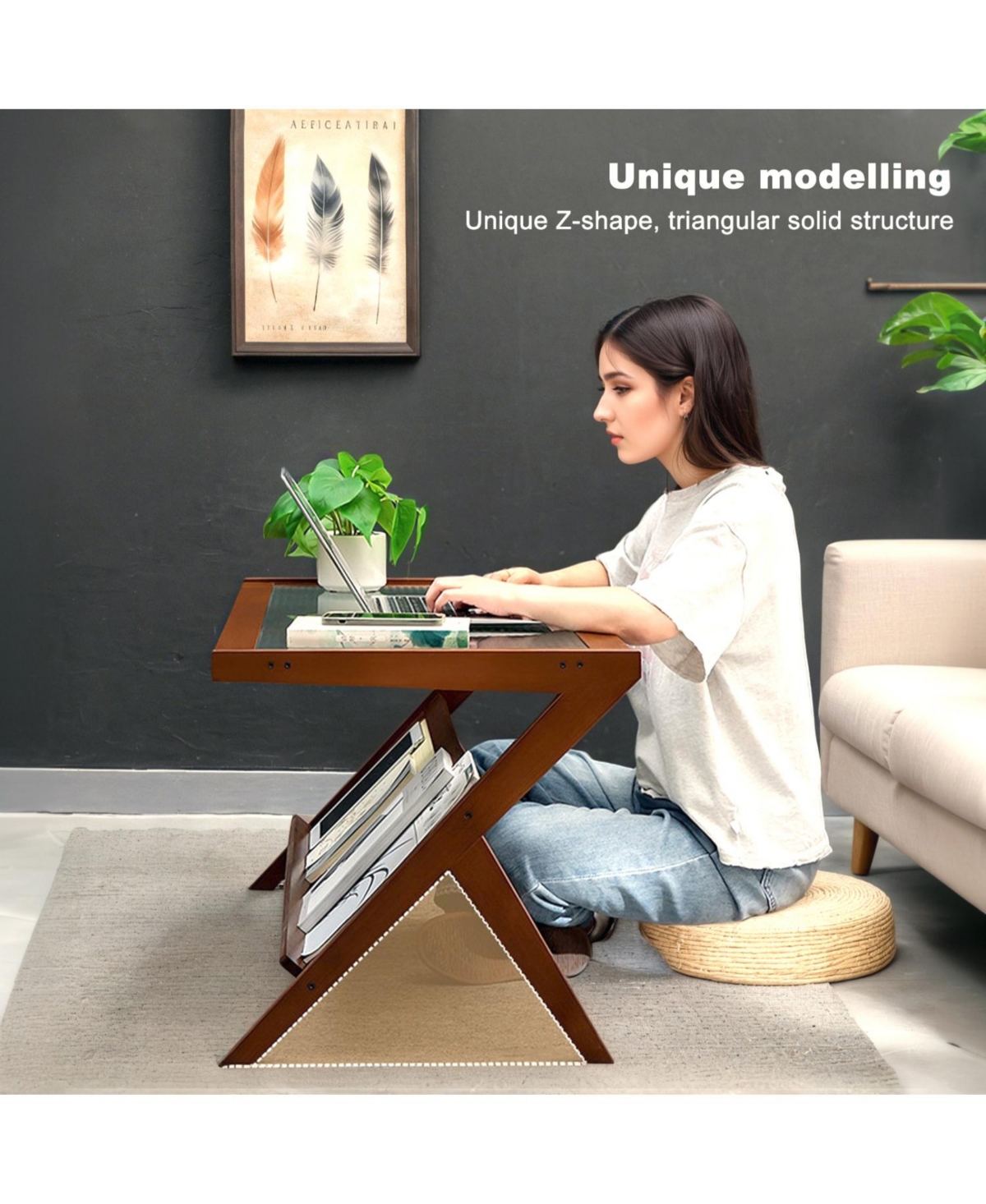 Streamdale Furniture Rattan Coffee Table with Glass Top & Storage