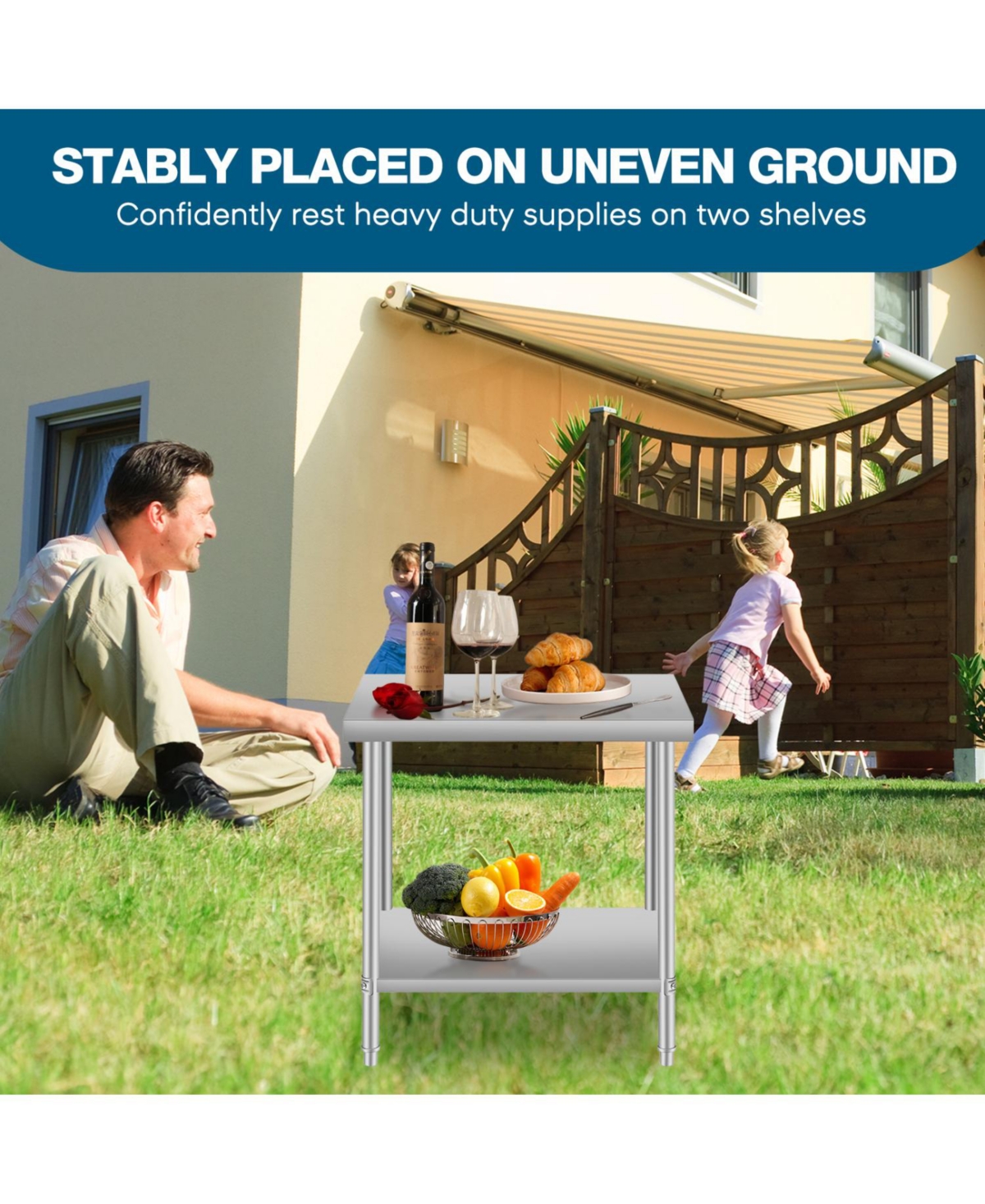 Streamdale Furniture Stainless Steel Kitchen Prep Table 48"x24"