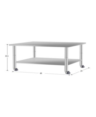 60" Stainless Steel Kitchen Prep Table w/ Shelf & Wheels