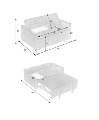 Pull-Out Sofa w/ Tabletop & USB