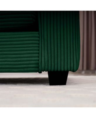 Green Corduroy Modern Sofa with 4 Pillows