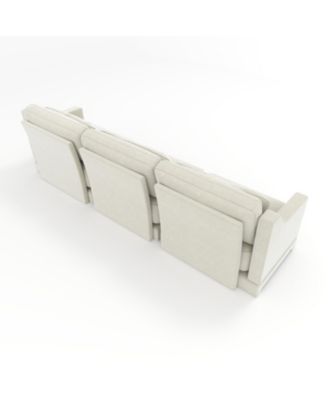 Beige Chenille 3-Seater Sofa with Lumbar Pillow