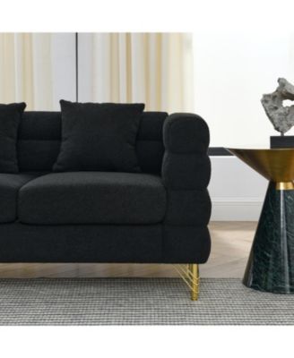 81" Oversized 3-Seater Black Teddy Sectional Sofa