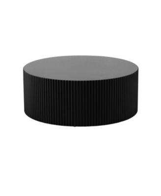 Sleek and Modern Round Coffee Table with Eye-Catching Relief Design Black