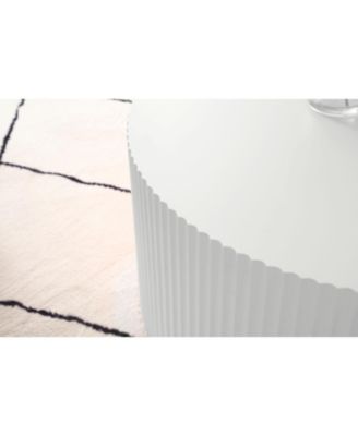 Contemporary Round Coffee Table with Handcrafted Relief 35.43inch