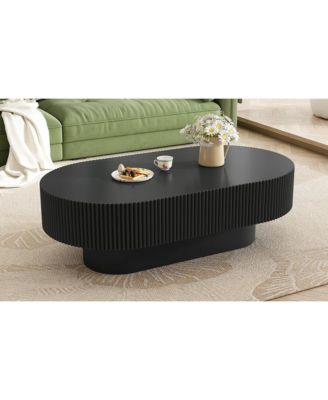 Elegant Oval Coffee Table, Modern Cream Drum End Table