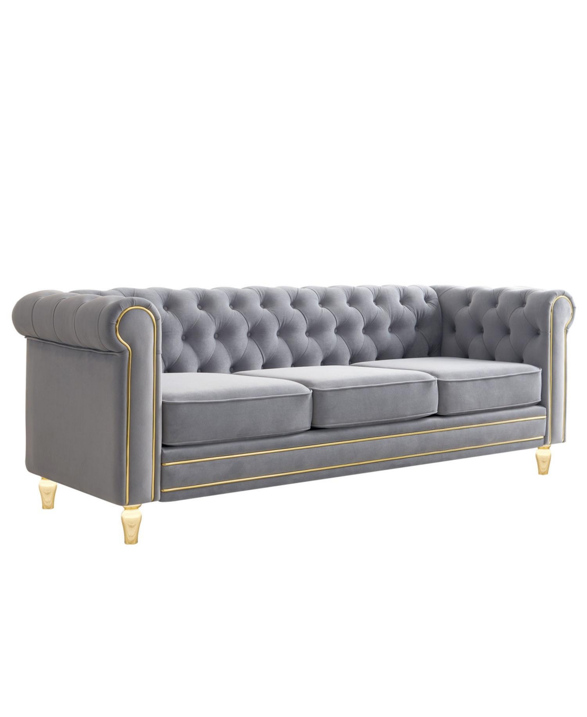 Streamdale Furniture Chesterfield Velvet Sofa 84.65 inch for Living Room