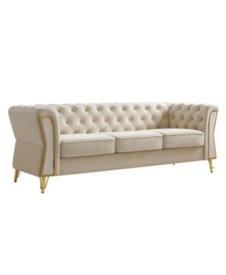 Modern Tufted Velvet Sofa 87.4 inch for Living Room