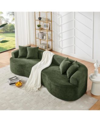 Modern Cloud Green Chenille Curved Sectional Sofa