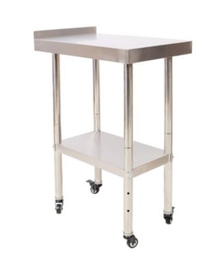 Stainless Steel Prep Table 24x15, Backsplash, Casters