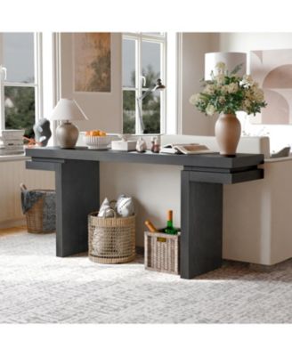 66" Wide Wood Console Table - Sofa/Entryway - Black