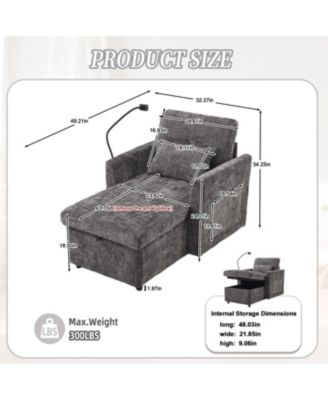 Multifunctional Chenille Recliner Sofa with Storage & Phone Bracket