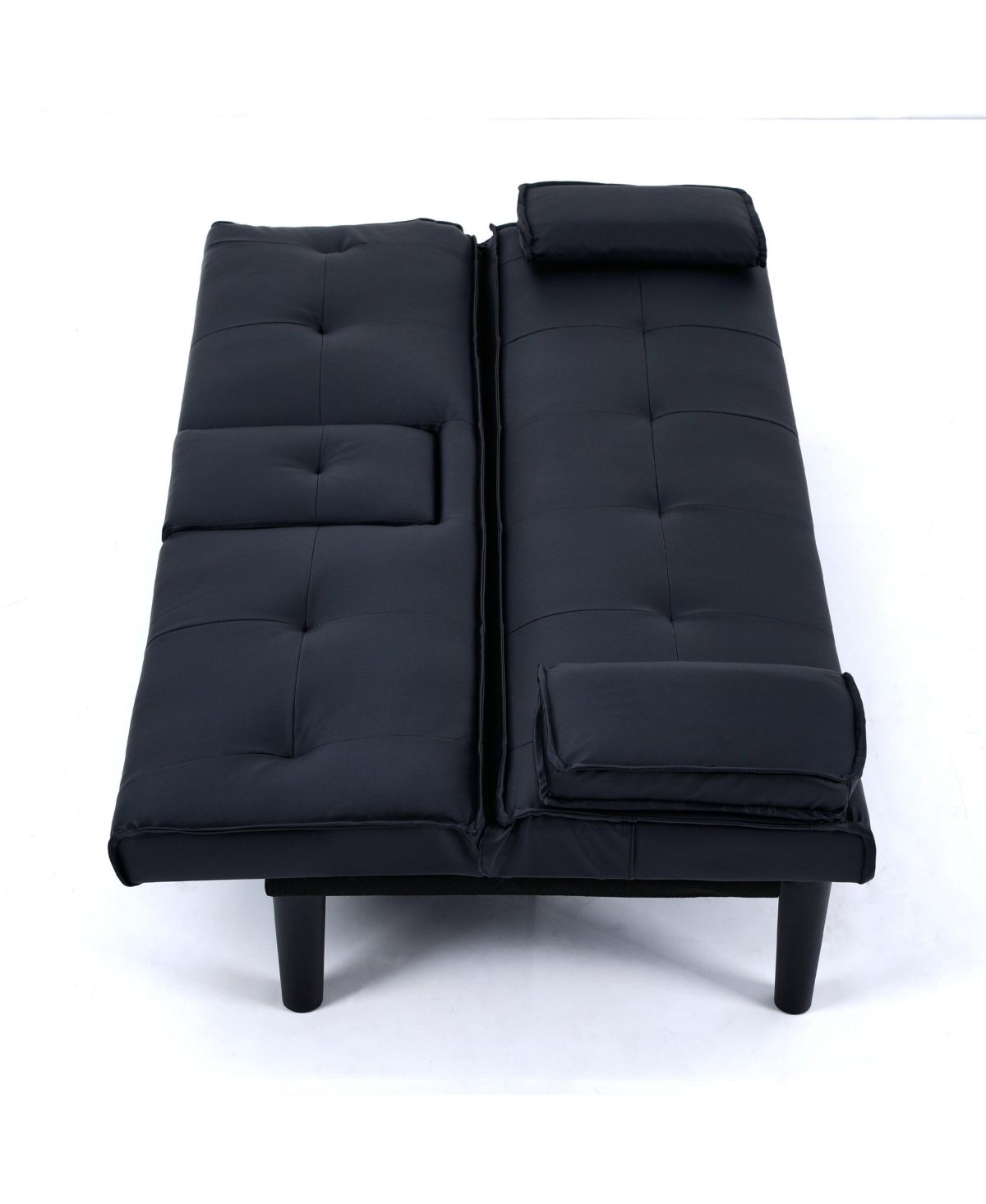 Streamdale Furniture 67" Black Pvc Multifunctional Sofa Bed with Foldable Design & Cup Holder