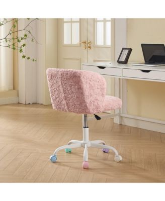  Pink Faux Rabbit Fur Office Chair