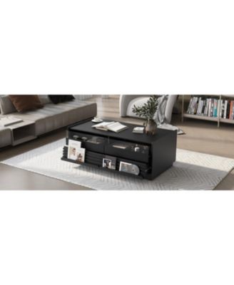 Modern Rectangle Coffee Table with Drawers & Shelves