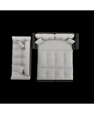 Queen Pull Out Sofa Bed, 3-in-1 Convertible Sleeper, Velvet Loveseat - Grey