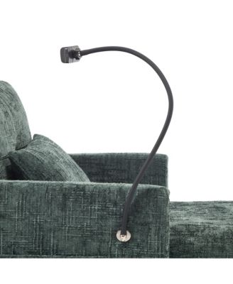 Multifunctional Chenille Recliner Sofa with Storage & Phone Bracket