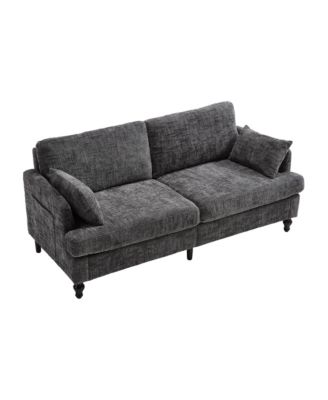 Modern Chenille 2-Seater Sofa w/ LED, USB & Storage