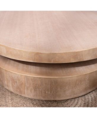 Modern Round Wood Coffee Table - Natural Finish