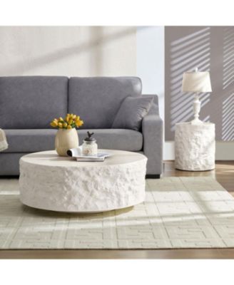 Round Beige Fiberglass Side Table