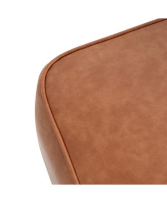 Streamdale Upholstered Square PU Leather Ottoman, Tan