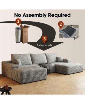 107" Cloud Sectional Sofa with Ottoman