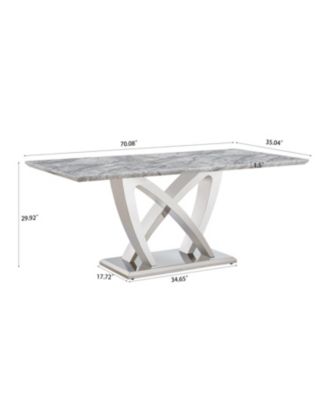 Streamdale 70" Faux Marble Dining Table, Mirrored Base
