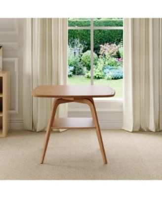 Streamdale Modern Wooden Dining Table with Storage Shelf, Walnut Finish