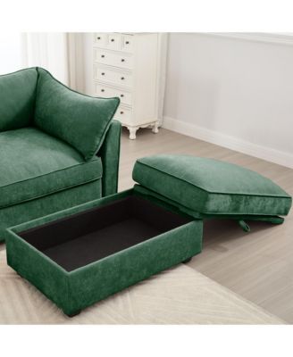  Green Chenille Sofa Couch with Storage Drawers (4-Seater