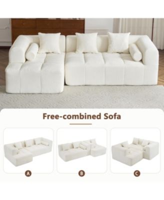 101" Sectional Sofa Modular Couch with Deep Seating & Pockets, Beige