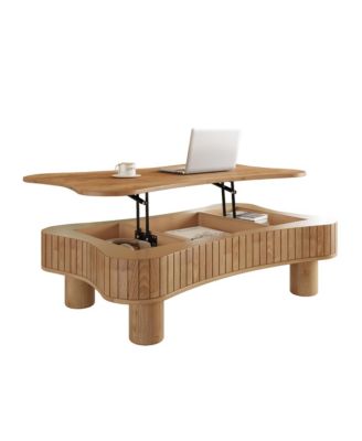 Streamdale Lift Top Coffee Table - Fluted Panel, Hidden Storage