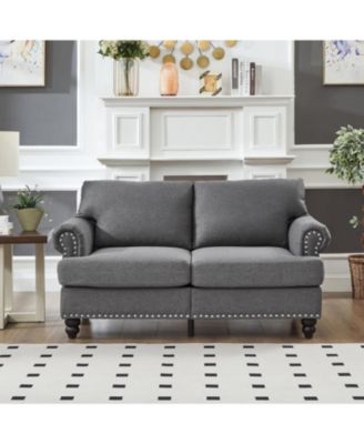 + 59.5" + Grey Upholstered + Modern Design + Loveseat