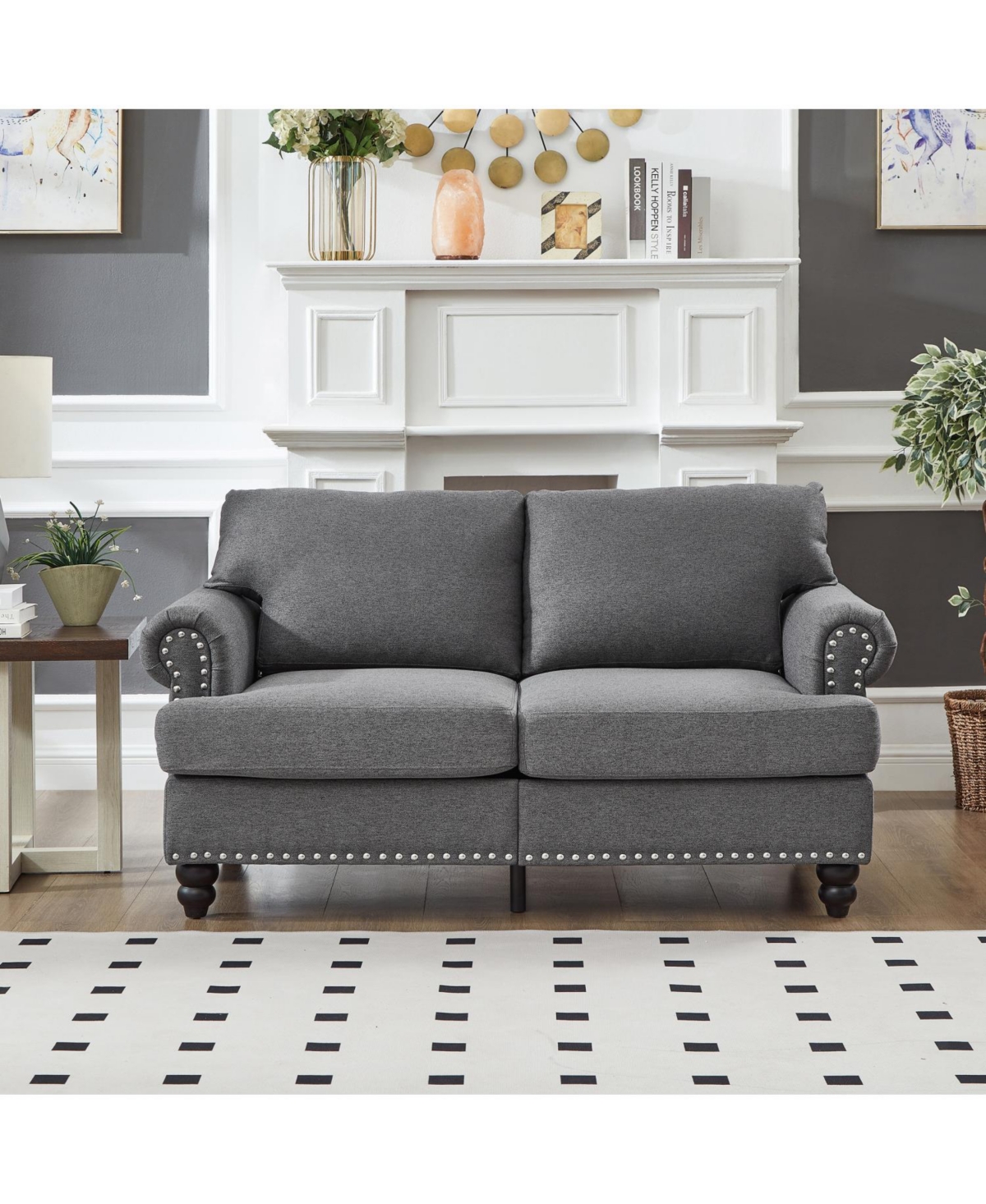 Streamdale Furniture + 59.5" + Grey Upholstered + Modern Design + Loveseat