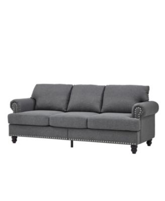 83" Modern Grey Sofa with Nailhead Trim