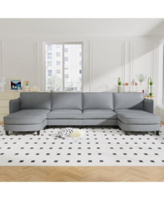 Streamdale 141.5" U-Shaped Sofa Couch with Ottoman & Pockets