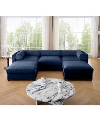 Chenille Sofa with Storage & Ottoman