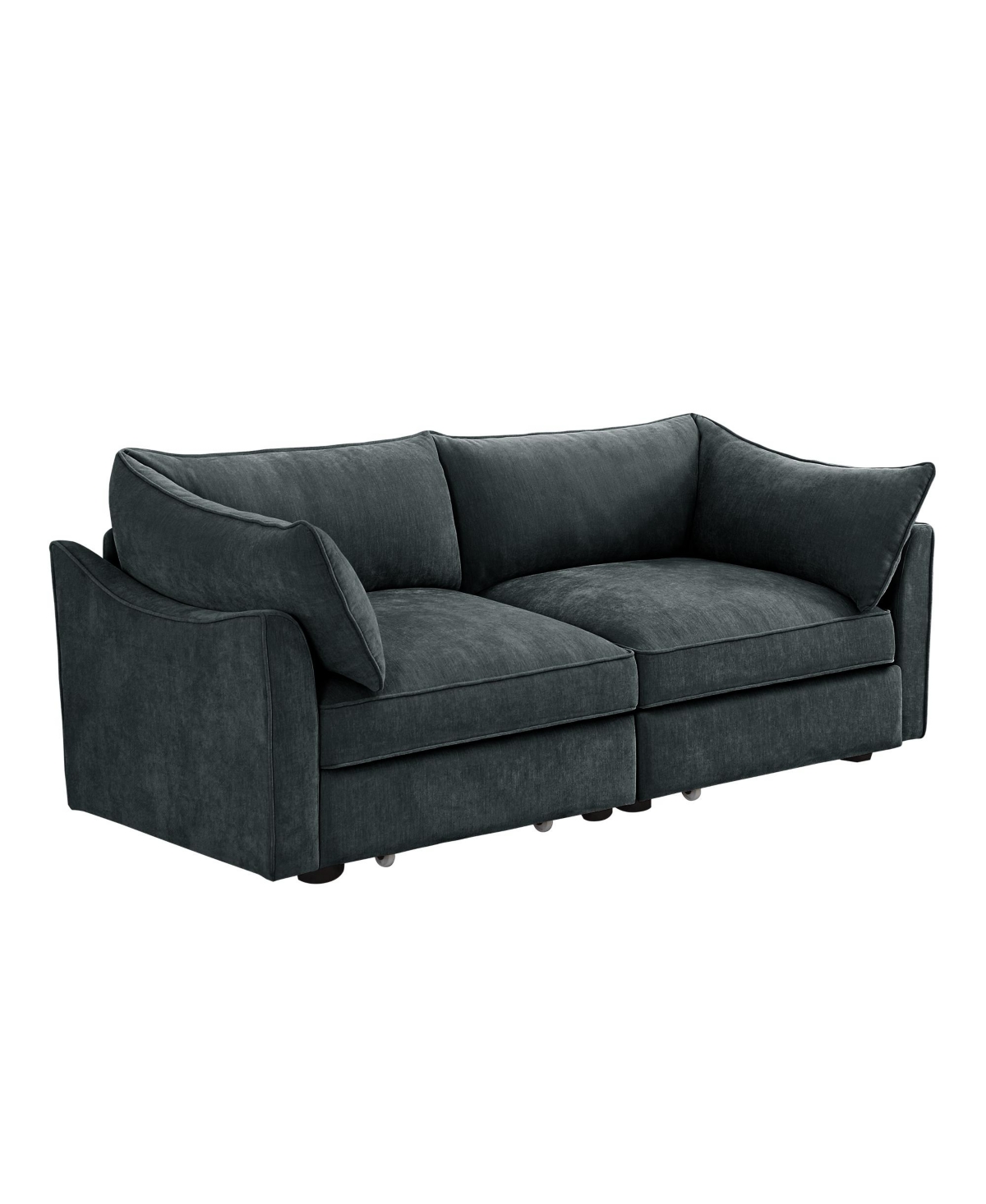 Streamdale Furniture 2-Seater Sofa w/ Pull-Out Storage, Crescent Arms, Chenille Gray