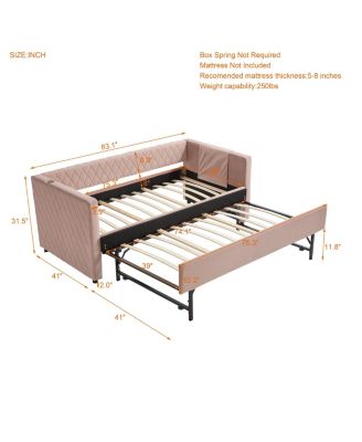 Pink Velvet Daybed - Modern Diamond Design