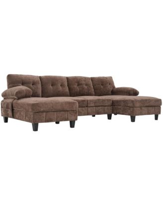 Streamdale U-Shaped Chenille Sectional Sofa with Dual Chaise & Storage
