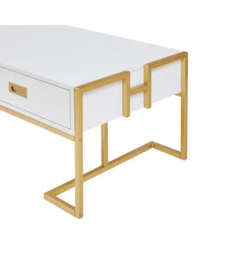 Modern Black Rectangular Coffee Table with 4 Drawers and Gold Base in 47.3"