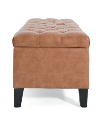 Upholstered Button Tufted Storage Ottoman