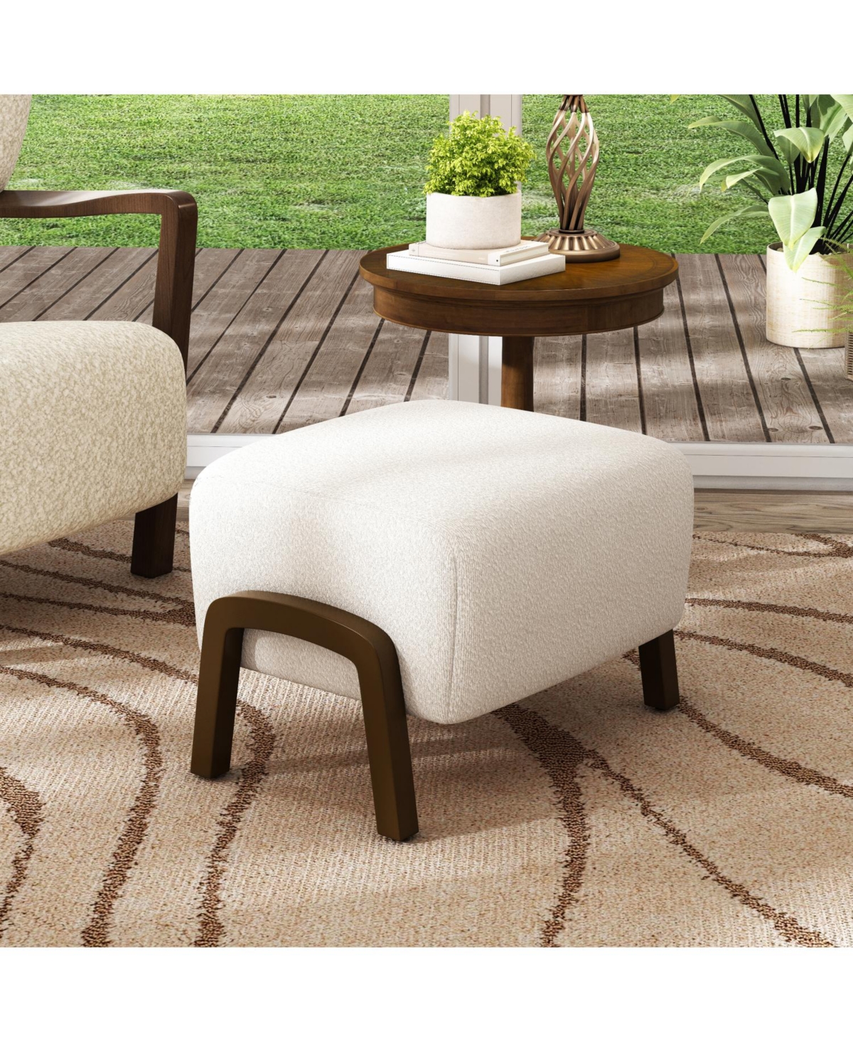 Streamdale Furniture Upholstered Ottoman, Wooden Legs