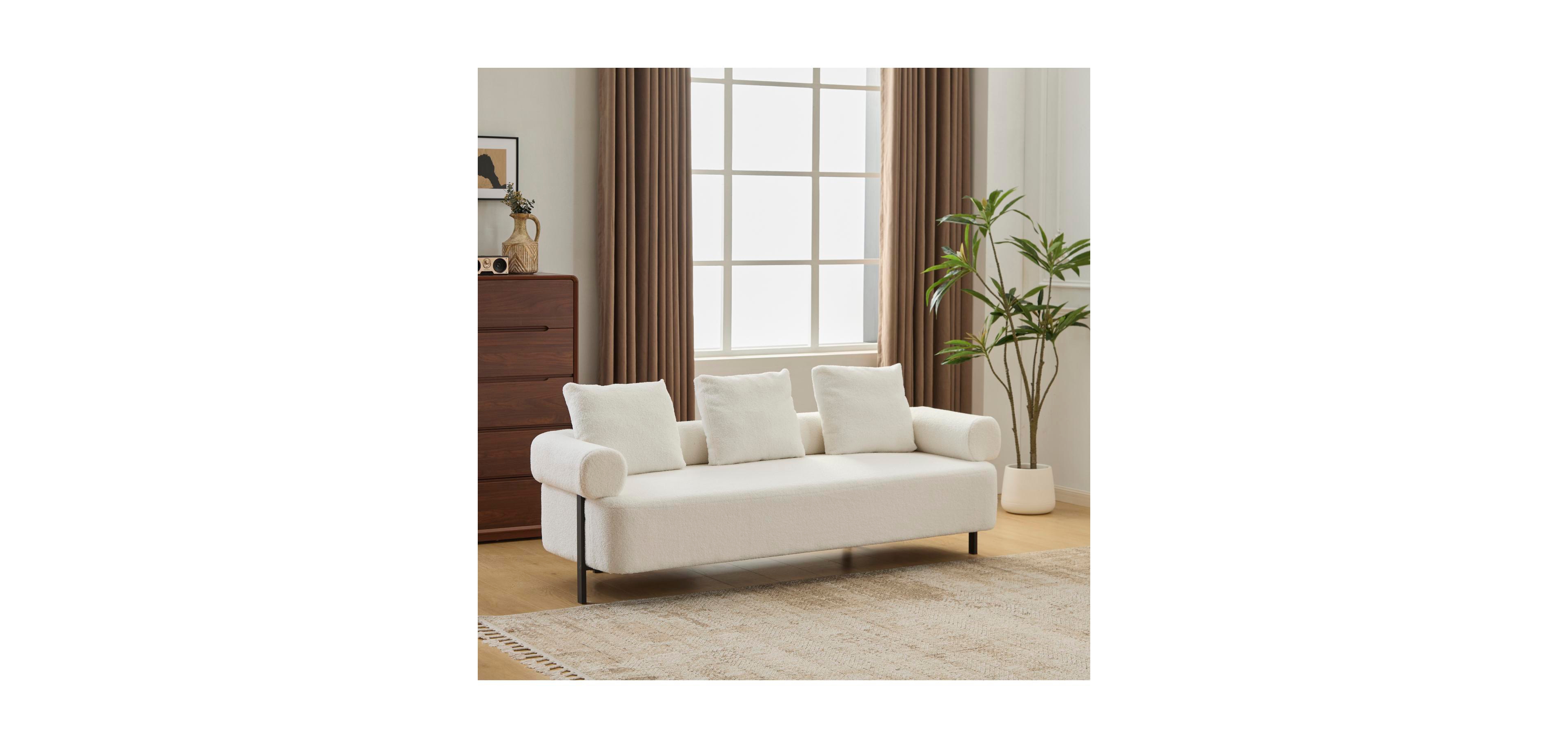 Streamdale 78'' Modern Beige Sofa Couch with 3 Pillows