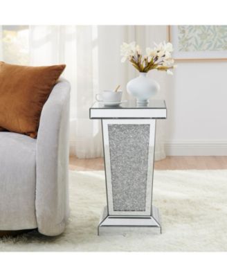 Mirrored Crystal End Table - Modern Accent Side Table