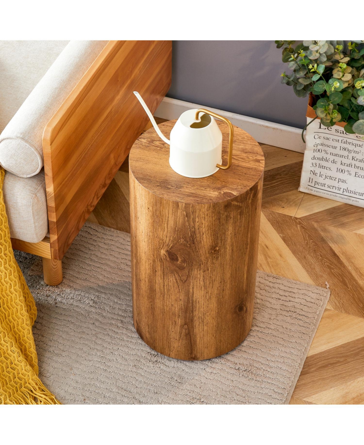 Streamdale Furniture Patterned Cylindrical Table - Versatile for Dining, Coffee, or Desk Use