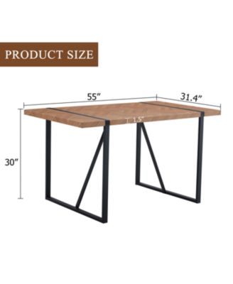 Minimalist Retro Dining Table - Textured Top, Black Metal Legs