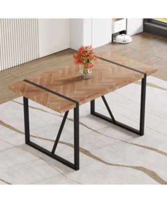 Minimalist Retro Dining Table - Textured Top, Black Metal Legs